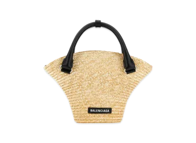 BALENCIAGA Women's Straw Mini Beach Handbag "Beige"