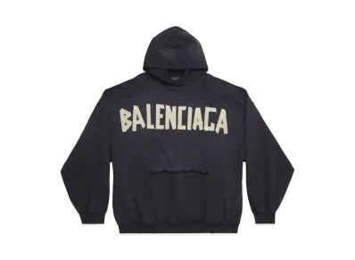 BALENCIAGA MENS Tape Type Ripped Pocket Hoodie Oversized "Black"