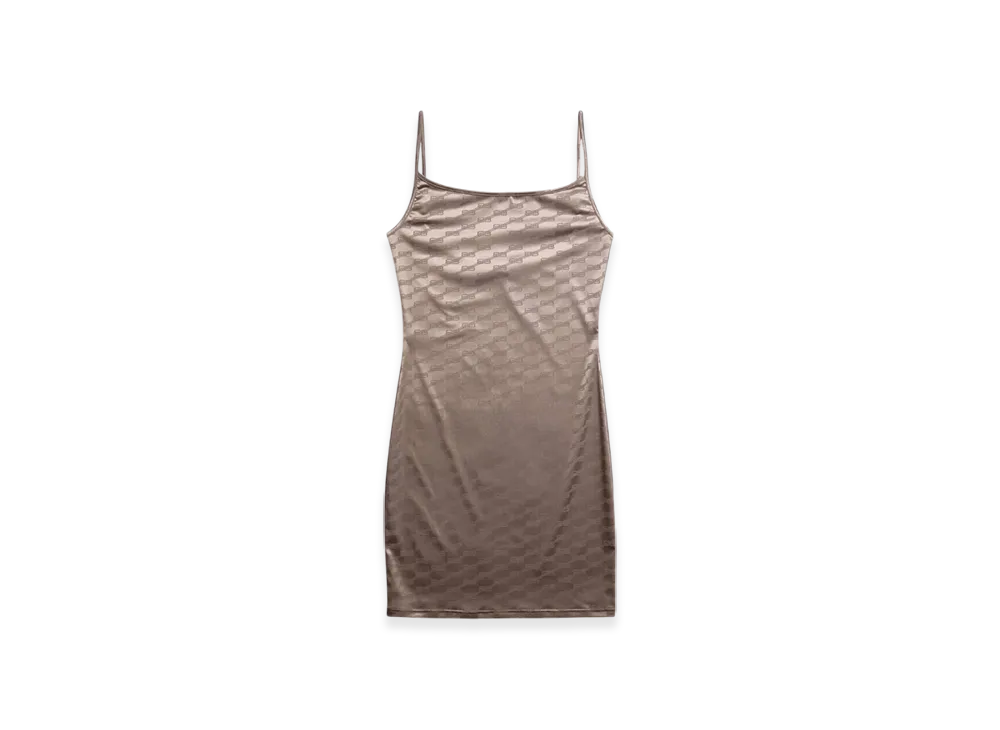 BALENCIAGA Women's BB Monogram Slip Dress "Dark Beige"