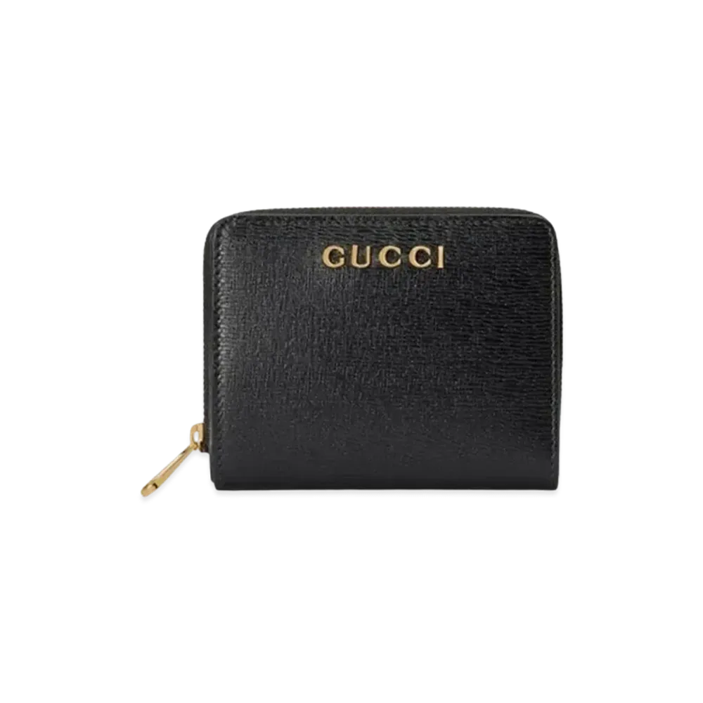 GUCCI Mini Wallet With Gucci Script "Black"