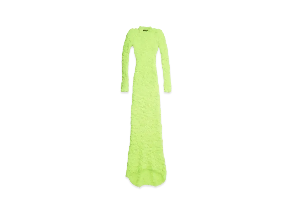 BALENCIAGA Women's Neon Fluffy Maxi Dress "Fluo Yellow"