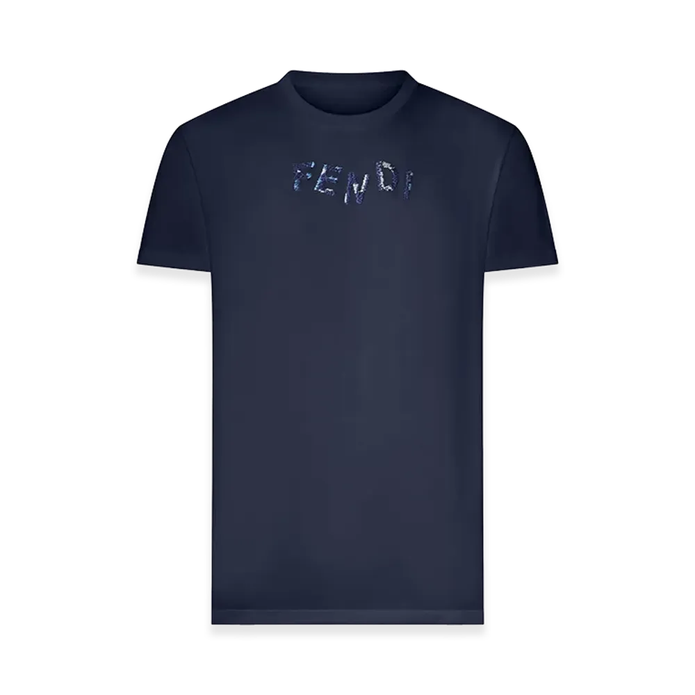 FENDI Cotton T-Shirt With Front Logo "Blue"