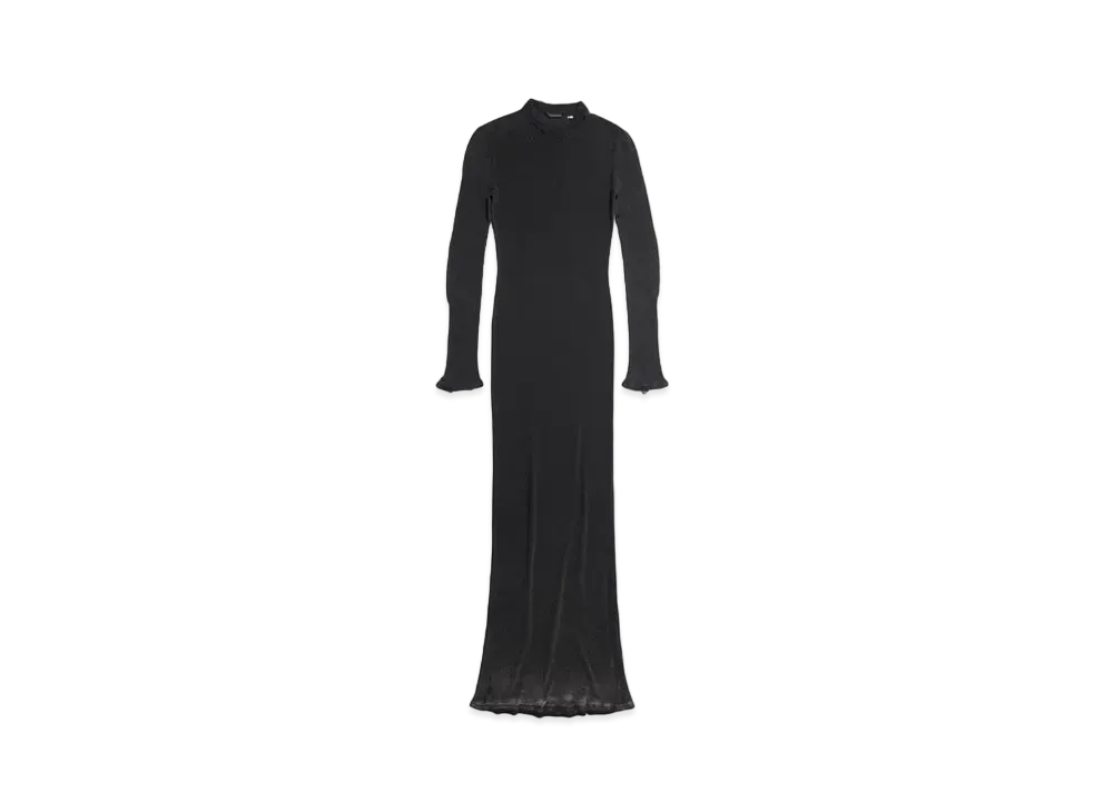 BALENCIAGA Women's Dress Bleached Cotton Rib Knit "Black"