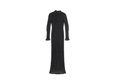 BALENCIAGA Women's Dress Bleached Cotton Rib Knit "Black"