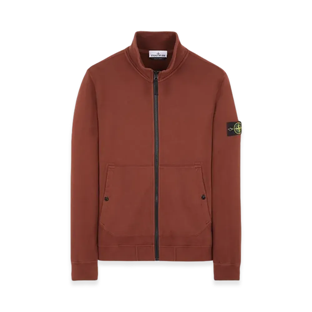 Stone Island 62820 Brushed Cotton Fleece Garment Dyed Full Zip Up Sweatshirt - 23FW "Chestnut Brown"