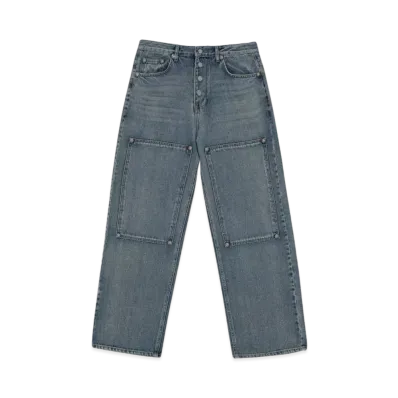 THUG CLUB Double Knee Laser Denim Pants "Denim"
