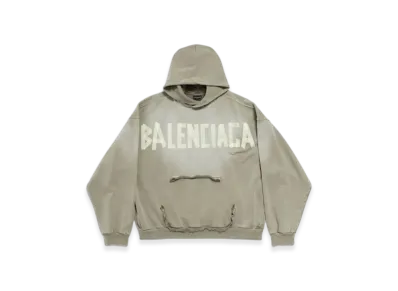 BALENCIAGA Tape Type Riped Pocket Hoodie Large Fit "Olive"
