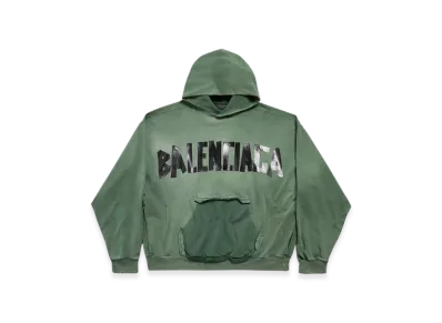 BALENCIAGA New Tape Type Large Fit Ripped Pocket Hoodie "Dark Green"