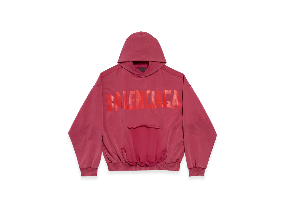 BALENCIAGA Tape Type Riped Pocket Hoodie "Red"