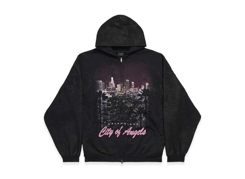 BALENCIAGA City Of Angels Outerwear Zip-Up Hoodie "Fade Black"