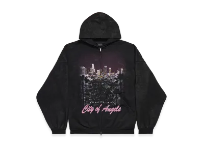 BALENCIAGA City Of Angels Outerwear Zip-Up Hoodie "Fade Black"