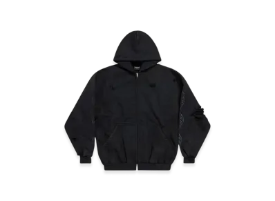 BALENCIAGA Paris Moon Outerwear Zip-Up Hoodie Oversized "Black Faded"