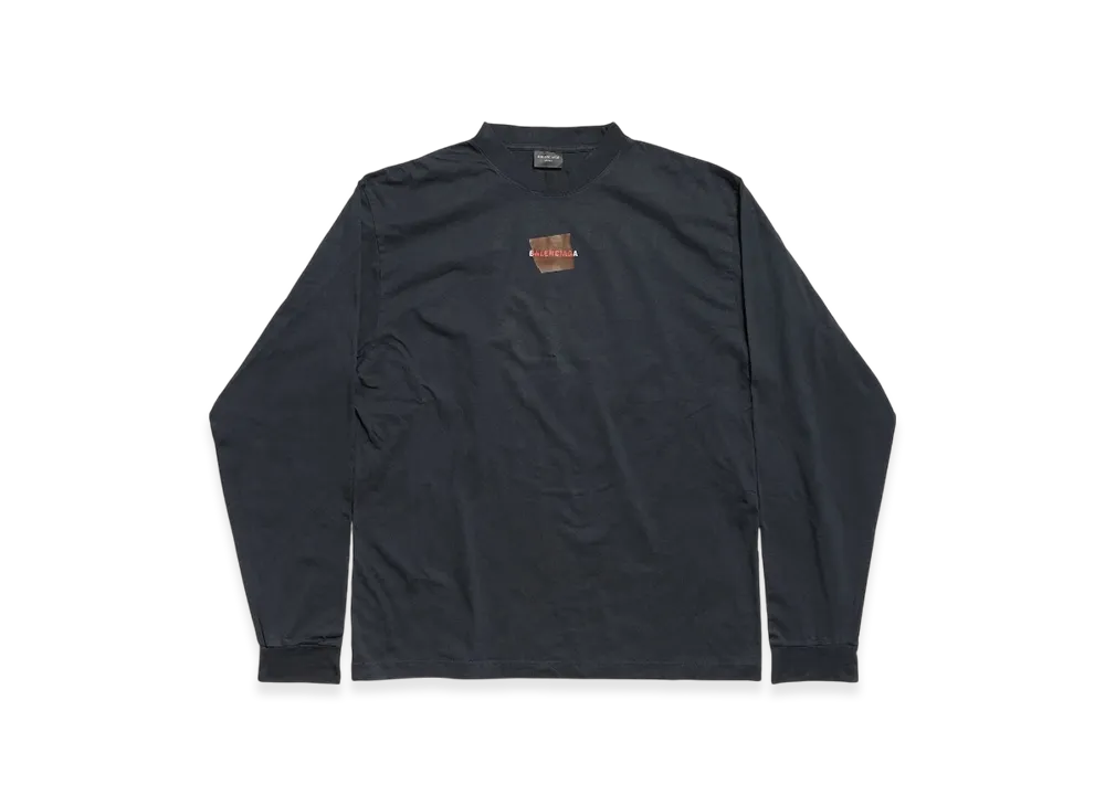 BALENCIAGA Taped Back Long Sleeve T-Shirt Medium Fit "Black"