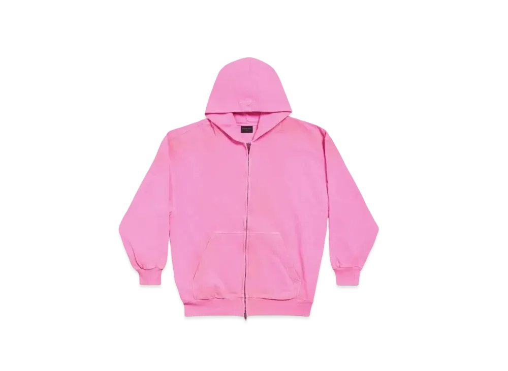 BALENCIAGA Paris Zip Up Hoodie Small Fit "Shocking Pink"