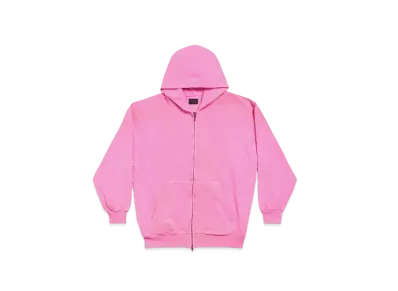 BALENCIAGA Paris Zip Up Hoodie Small Fit "Shocking Pink"