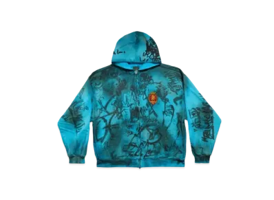 BALENCIAGA Skater Zip Up Hoodie Medium Fit "Blue Sky"