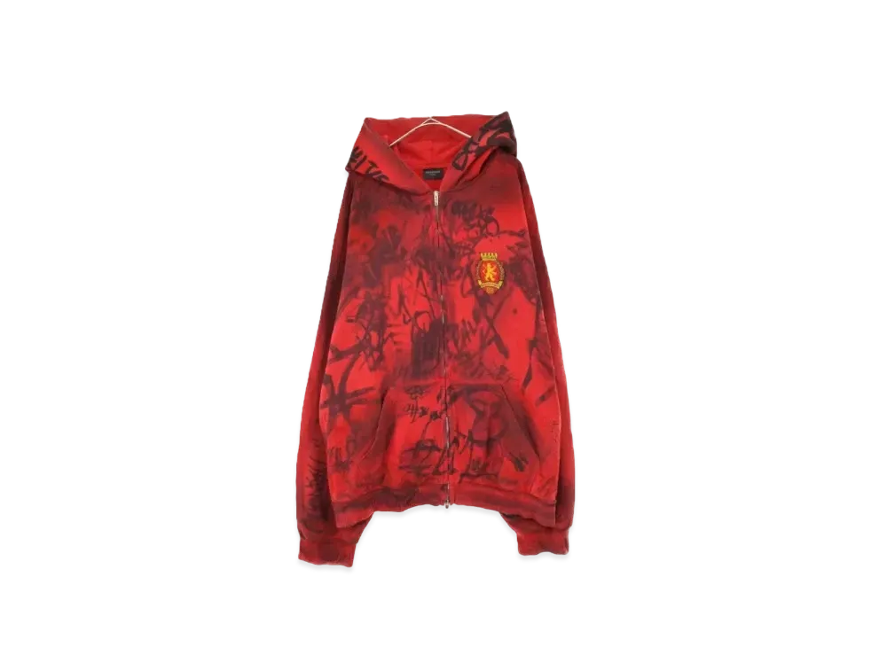 BALENCIAGA Skater Zip Up Hoodie Medium Fit "Red"