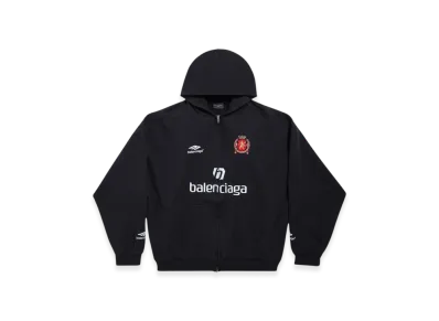 BALENCIAGA Soccer Series Paris Soccer Zip-Up Medium Fit Hoodie "Black"
