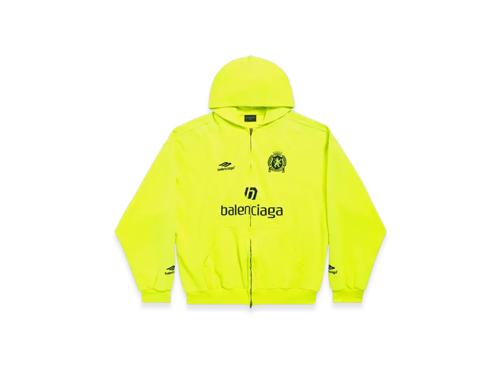 BALENCIAGA Soccer Series Paris Soccer Medium Fit Zip-Up Hoodie "Fluo Yellow"