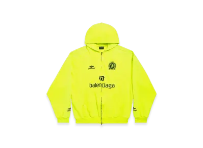 BALENCIAGA Soccer Series Paris Soccer Medium Fit Zip-Up Hoodie "Fluo Yellow"