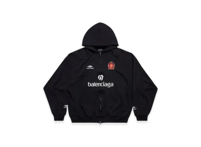 BALENCIAGA Soccer Series Barcelona Soccer Zip-Up Medium Fit Hoodie "Black"