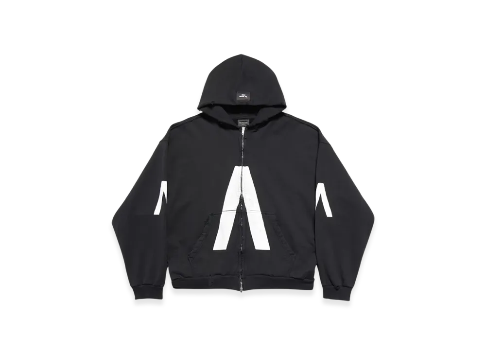 BALENCIAGA Music Archive Series Connected Zip Up Hoodie Medium Fit "Black White"
