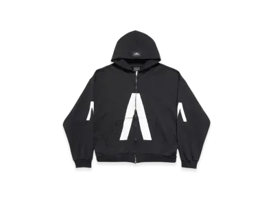 BALENCIAGA Music Archive Series Connected Zip Up Hoodie Medium Fit "Black White"