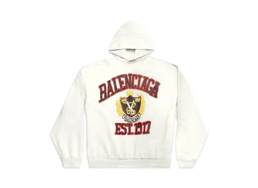 バレンシアガ ウィメンズ ディーアイワイ カレッジ フーディー ミディアムフィット "ホワイト" 744463TOVK29012