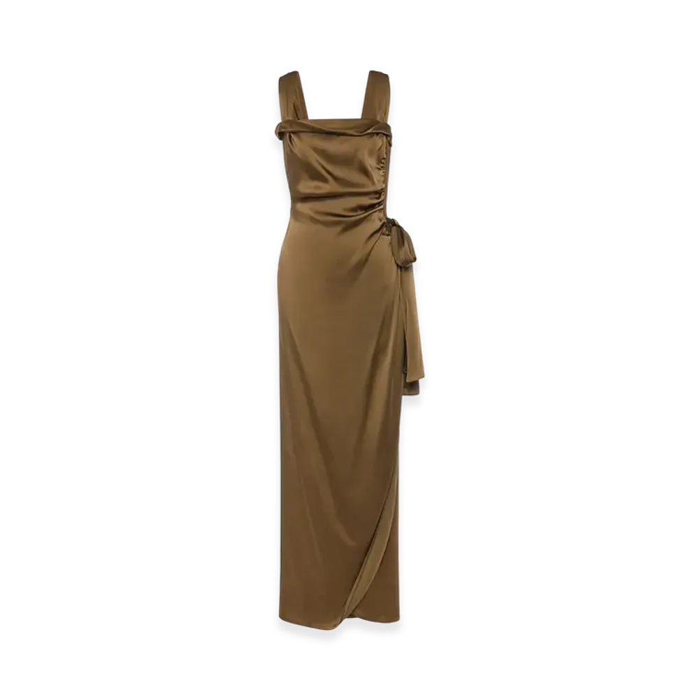 Maison Margiela Silk Satin Maxi Dress "Medium Brown"