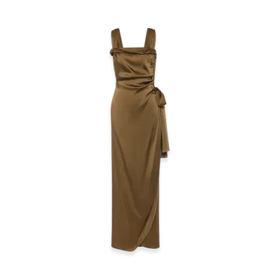Maison Margiela Silk Satin Maxi Dress "Medium Brown"