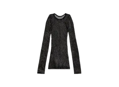 BALENCIAGA Crystal Mesh Top "Black"