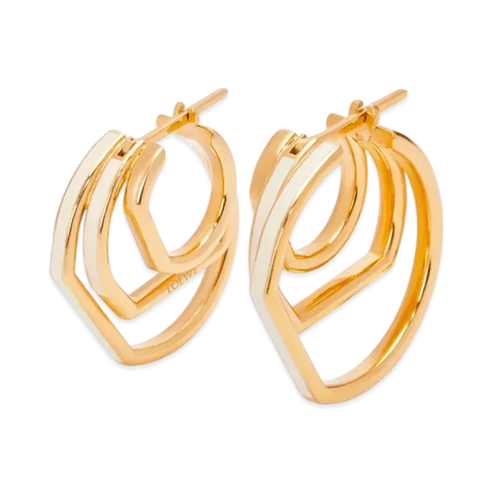 LOEWE Stacked Hoop Earrings "Gold/Ivory"