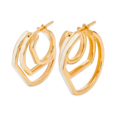 LOEWE Stacked Hoop Earrings "Gold/Ivory"