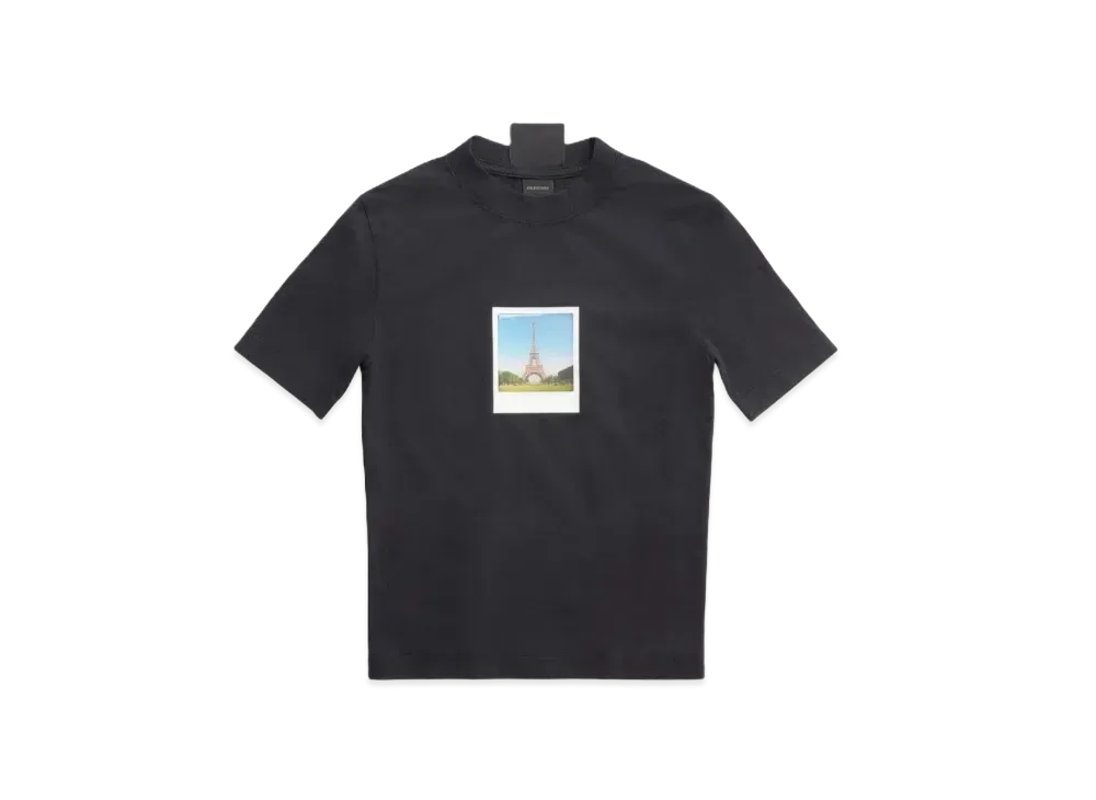 BALENCIAGA Women's Paris By Day Tight T-shirt Small Fit "Black"