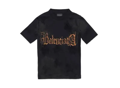 BALENCIAGA Women's Heavy Metal Tight T-Shirt Small Fit "Black Faded"
