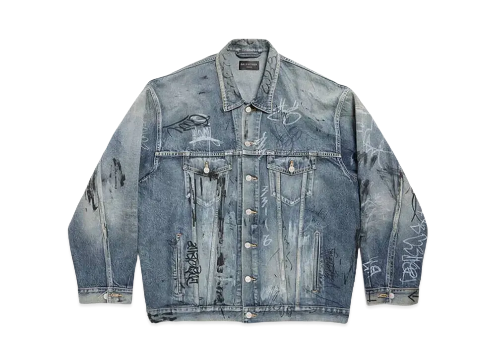 BALENCIAGA Women's Graffiti Oversized Jacket "Light Blue"