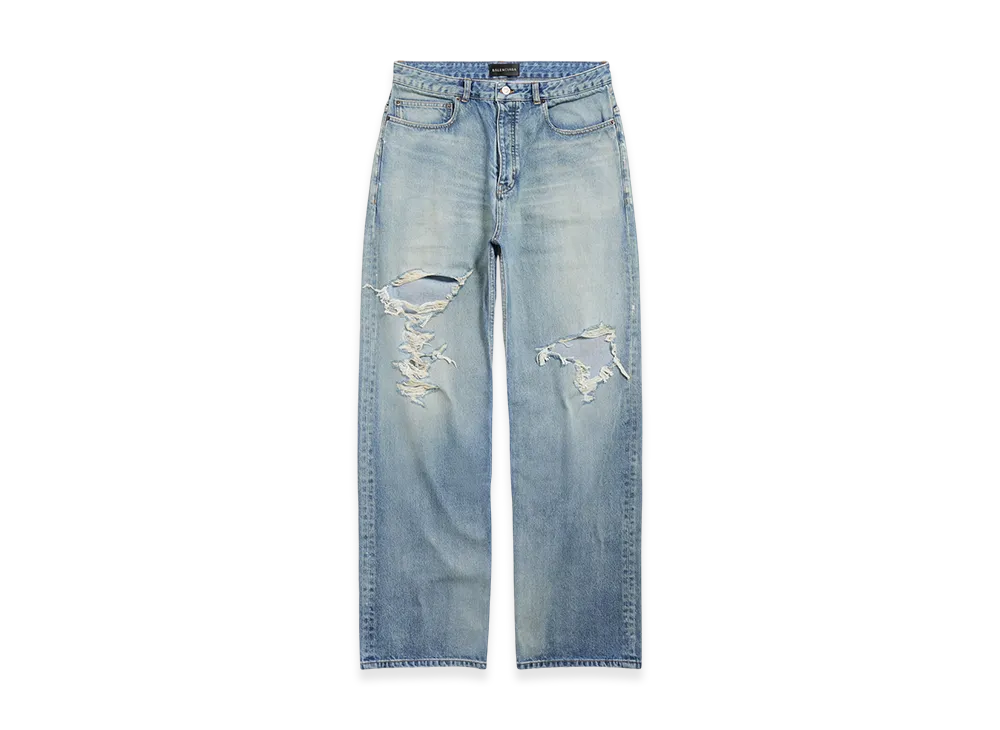 BALENCIAGA Ripped Pants Medium Fit "Light Blue"