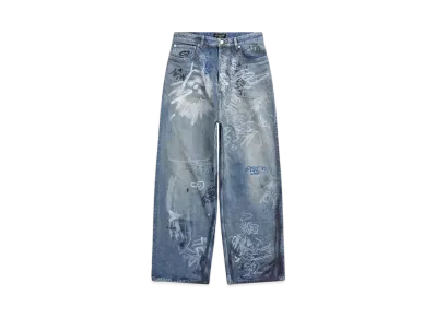 BALENCIAGA MENS Graffit Baggy Pants "Light Blue"