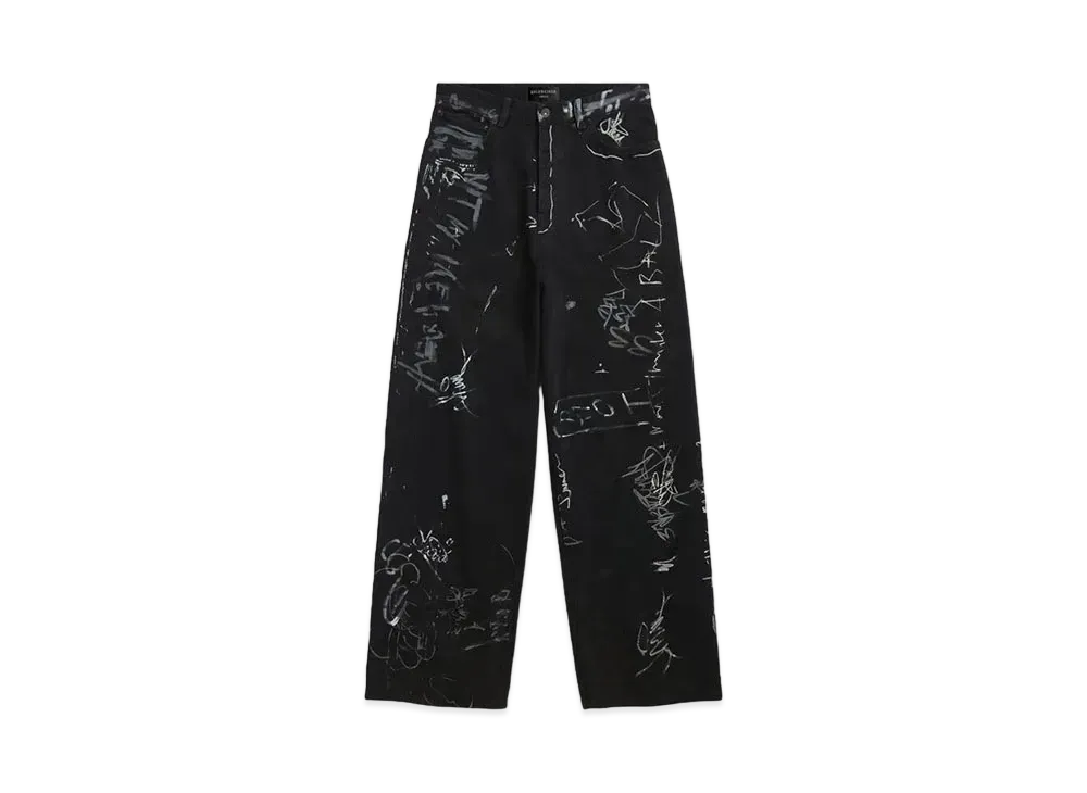 BALENCIAGA Women's Graffiti Baggy Pants "Black"