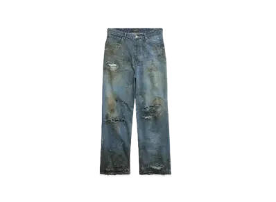 BALENCIAGA Super Destroyed Baggy Pants "Light Blue"