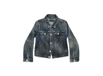 BALENCIAGA Women's Shrunk Denim Jacket "Light Blue"