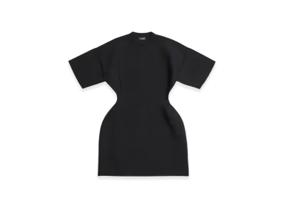 BALENCIAGA Women's Hourglass Crewneck Short Sleeve Dress "Black"