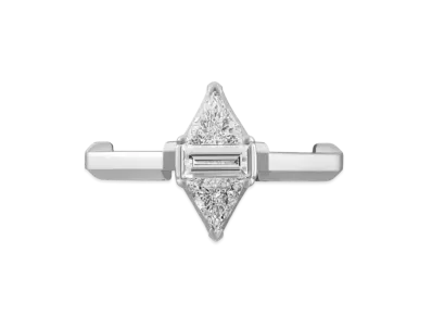GUCCI 18K Link to Love Series Baguette and Triangle Cut Diamond Ring "White Gold"