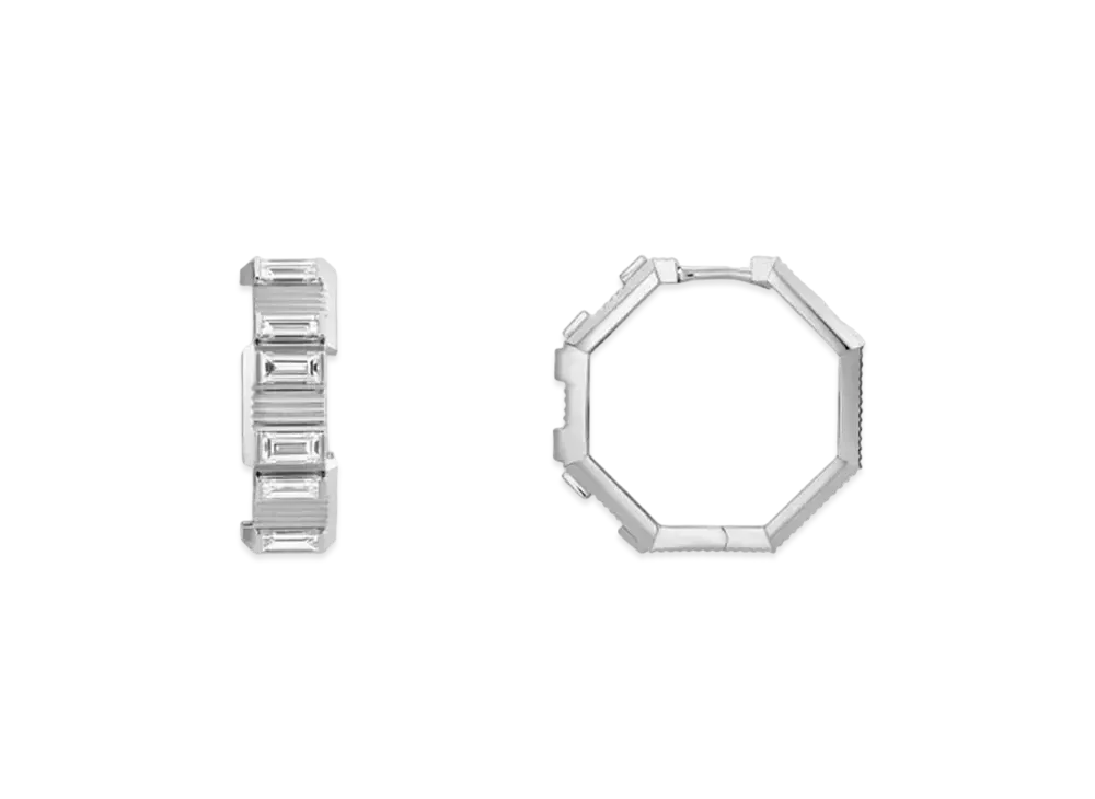 GUCCI 18K Link to Love Series Diamond Earrings "White Gold"
