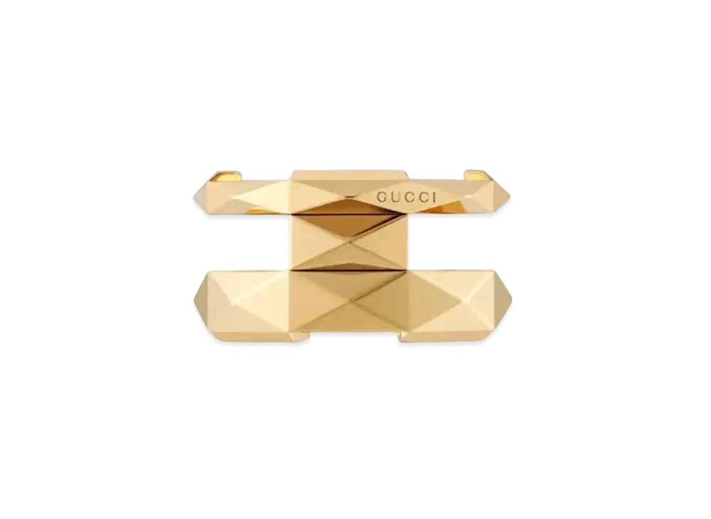 GUCCI Love Geometric Pattern Diamond Double Ring "Gold"
