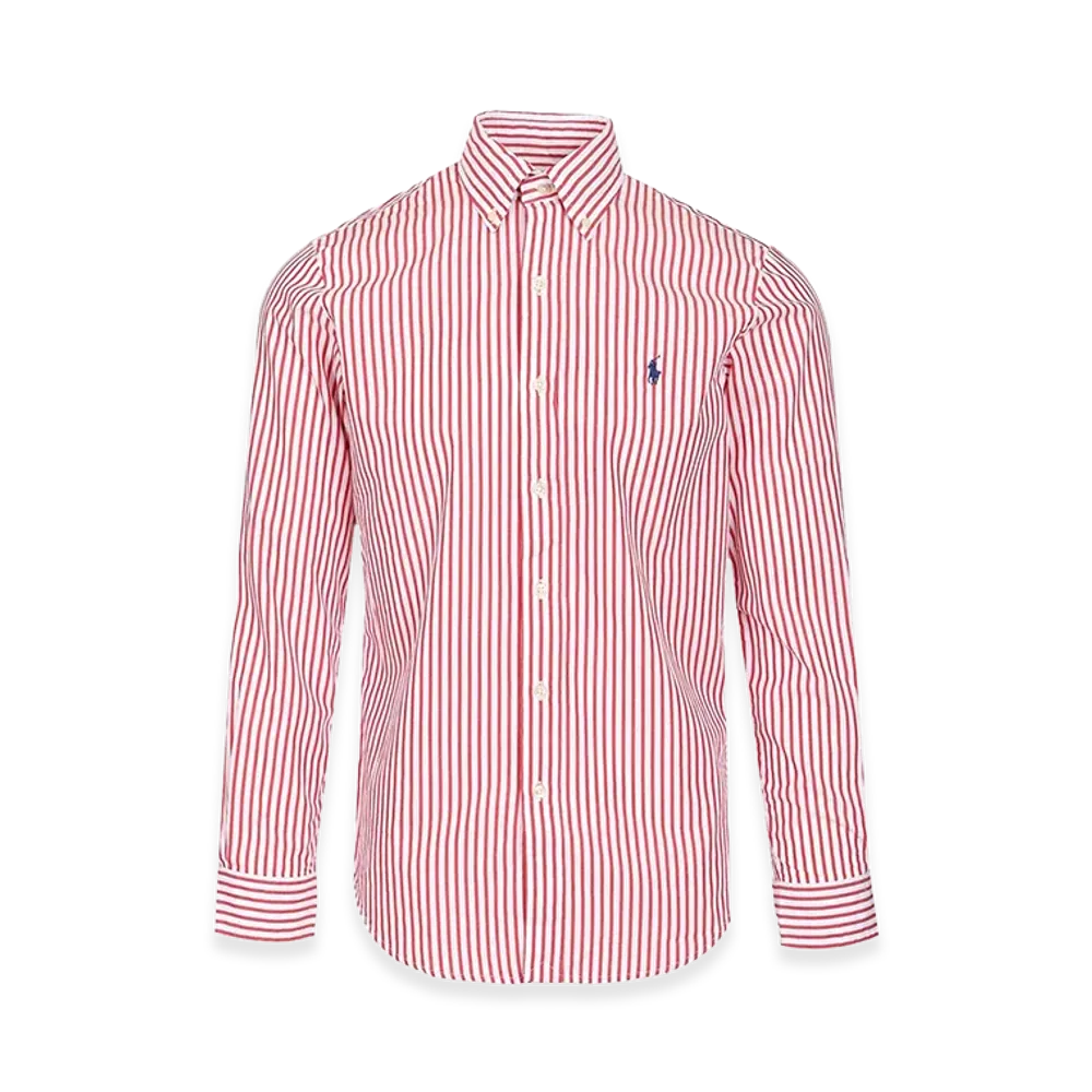 Polo Ralph Lauren Custom-Fit Striped Poplin Shirt "Pink"
