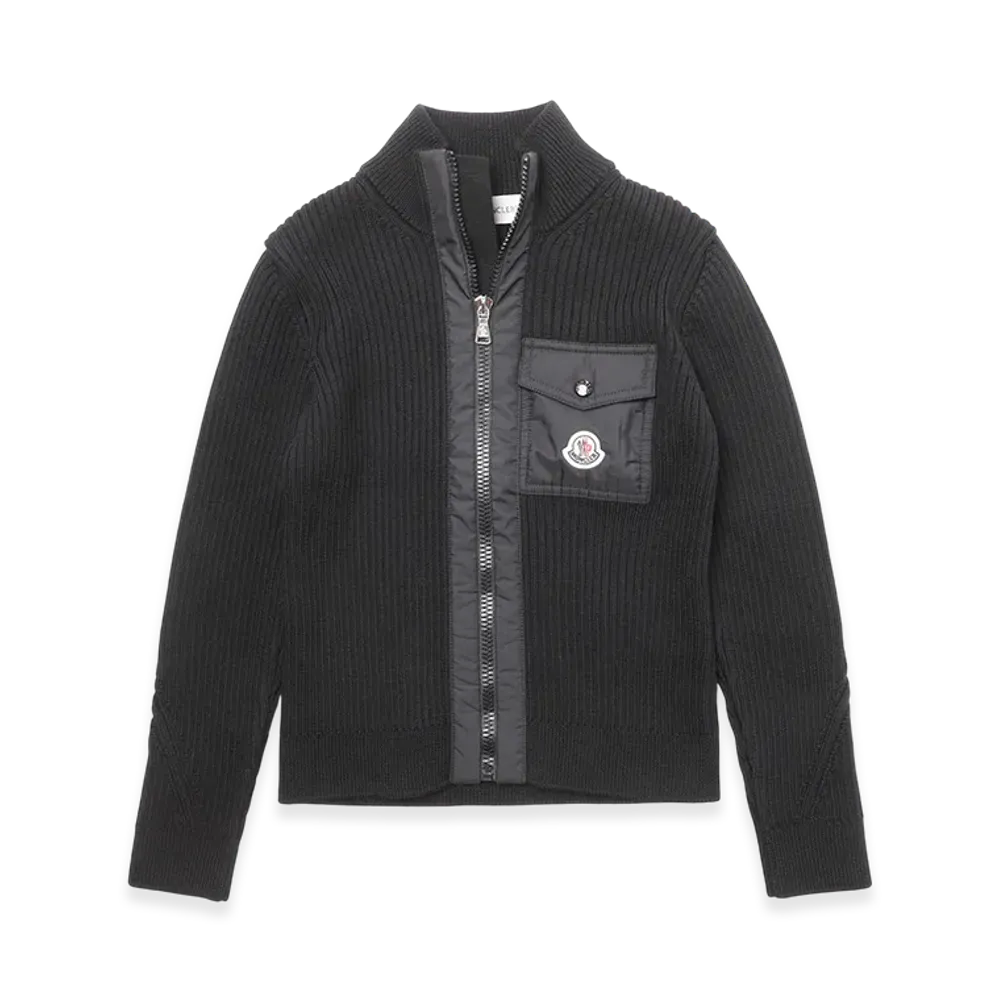 MONCLER Mens Zip-Up Knit Cardigan "Black"
