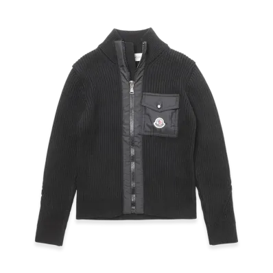 MONCLER Mens Zip-Up Knit Cardigan "Black"