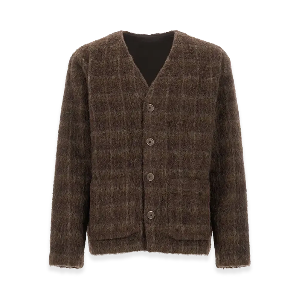 OUR LEGACY Cardigan "Dorf Check" "Brown"