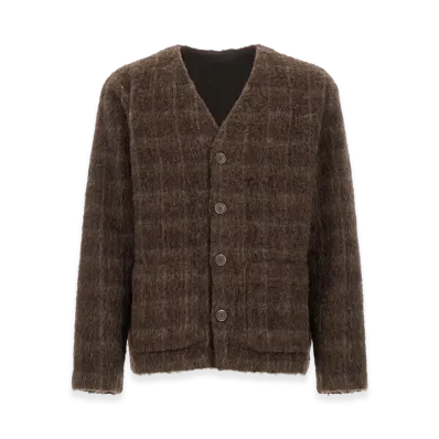 OUR LEGACY Cardigan "Dorf Check" "Brown"